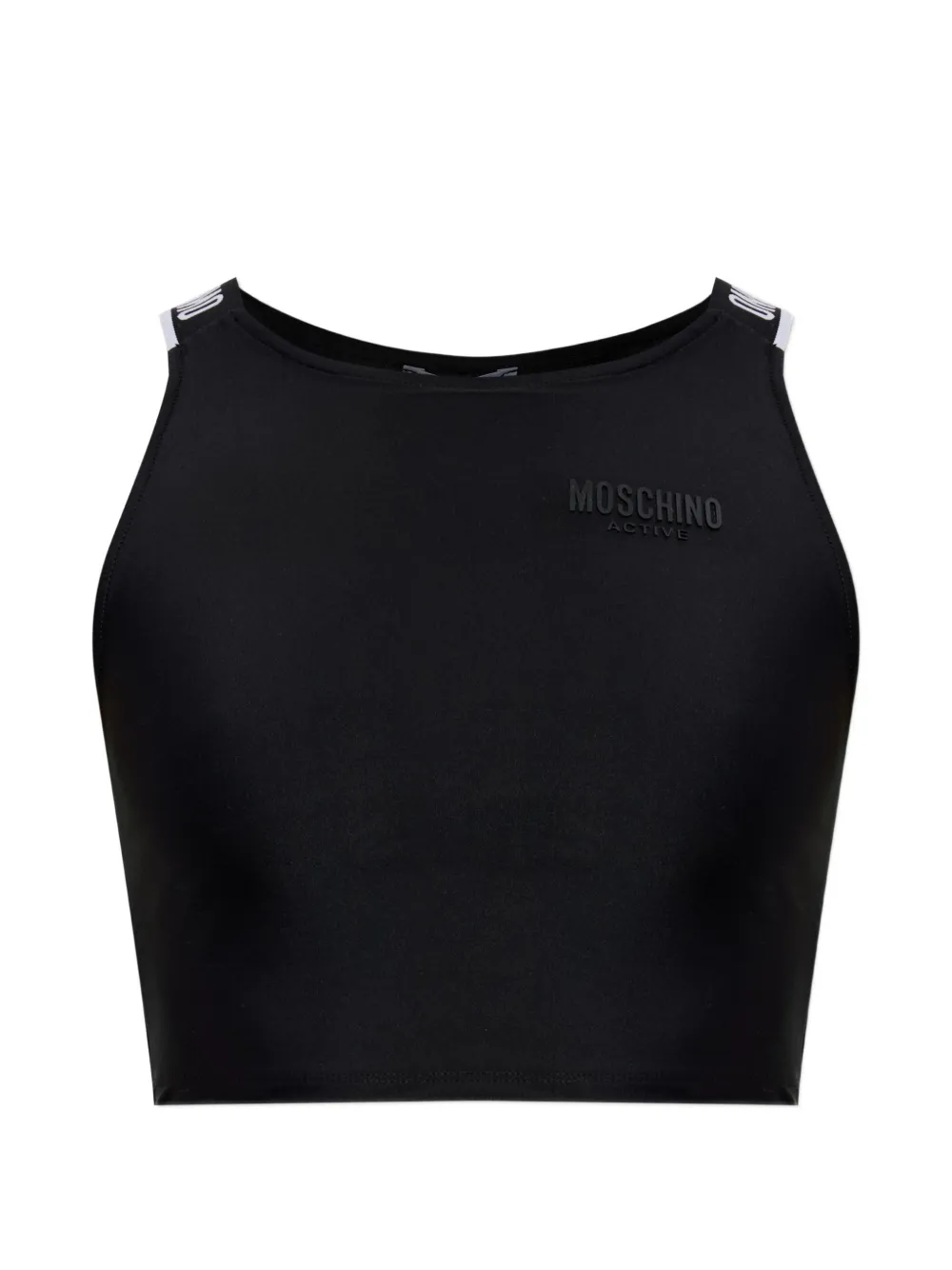 Moschino logo-detail cropped top - Nero