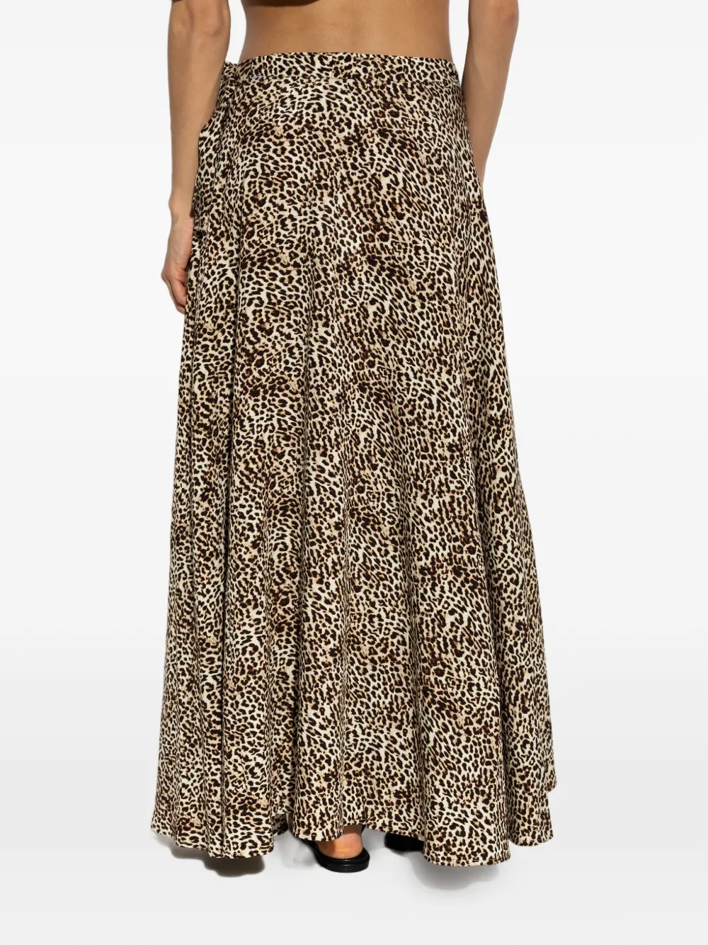 MUNTHE Ubba maxi-wikkelrok met luipaardprint Beige