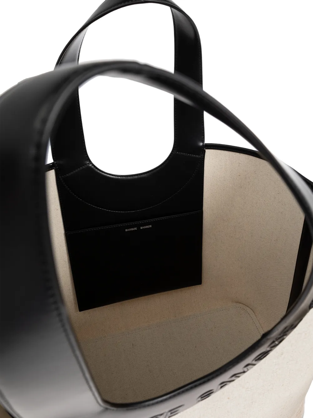 SAMSOE Saberta canvas shopper met logo-reliëf Beige