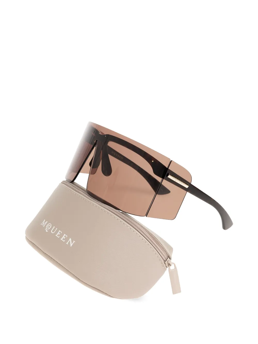 Alexander McQueen Eyewear Zonnebril met geometrisch montuur en logodetail Bruin
