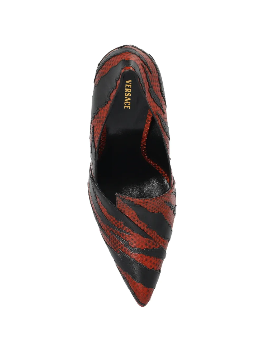 Versace Tigre leren pumps met slangen-effect Rood
