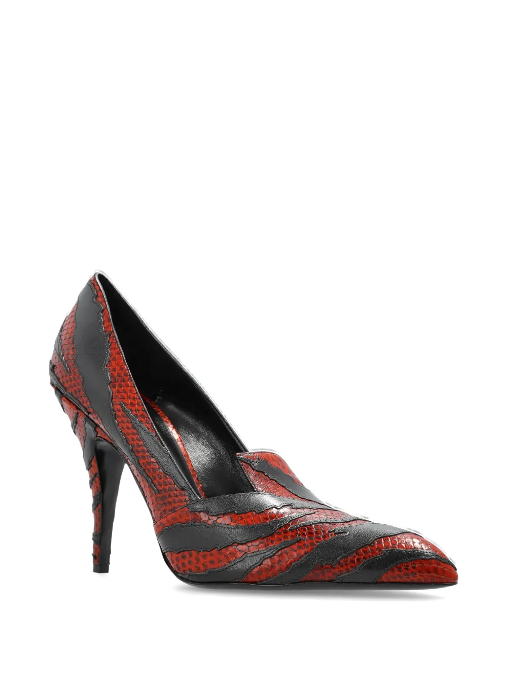 Versace Tigre leren pumps met slangen-effect Rood