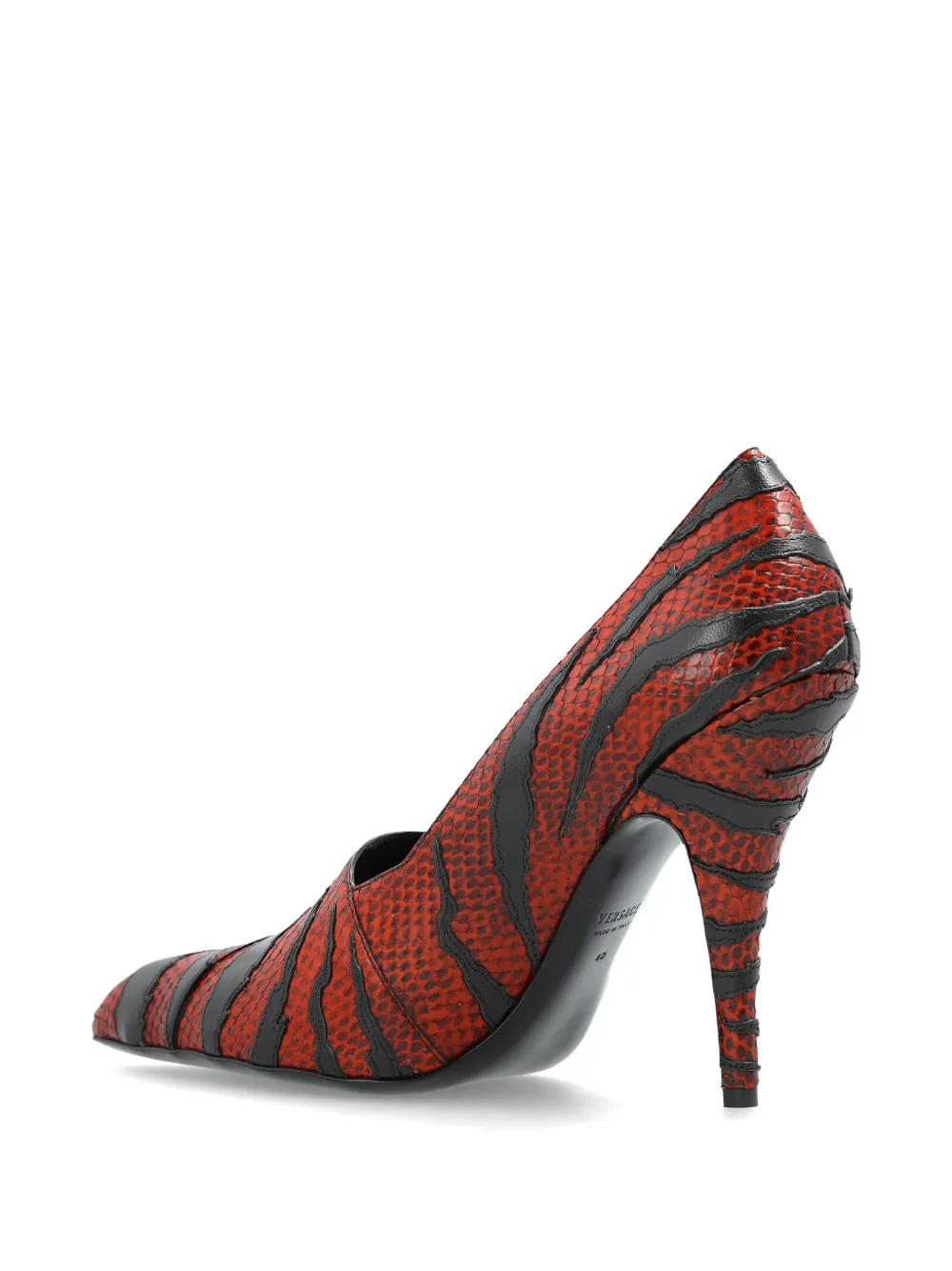 Versace Tigre leren pumps met slangen-effect Rood