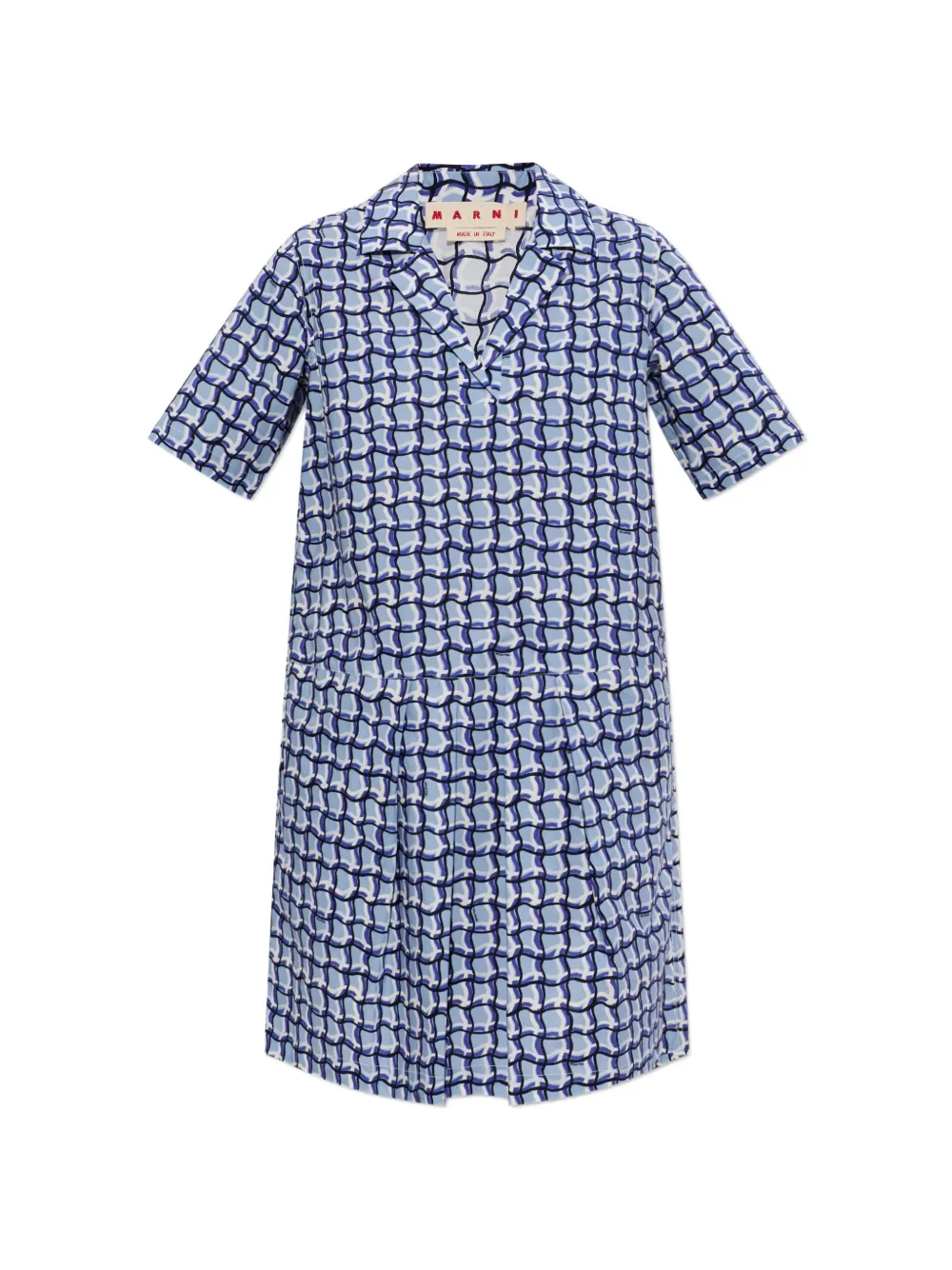 Marni geometric-pattern short-sleeve mini dress - Blu