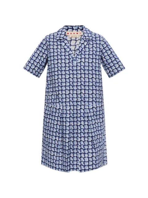 Marni geometric-pattern short-sleeve mini dress