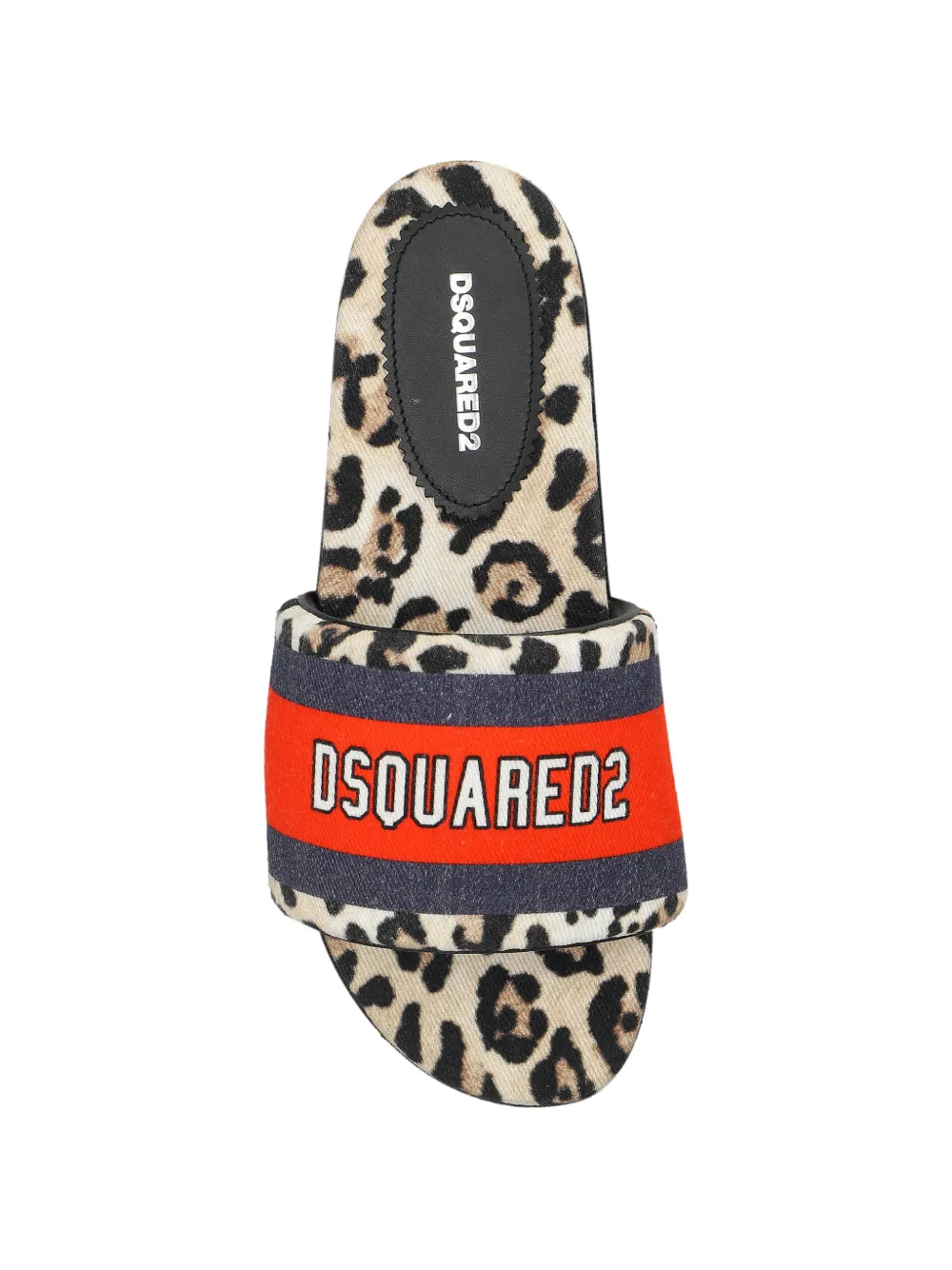 DSQUARED2 leopard-print logo-patch sandals Beige