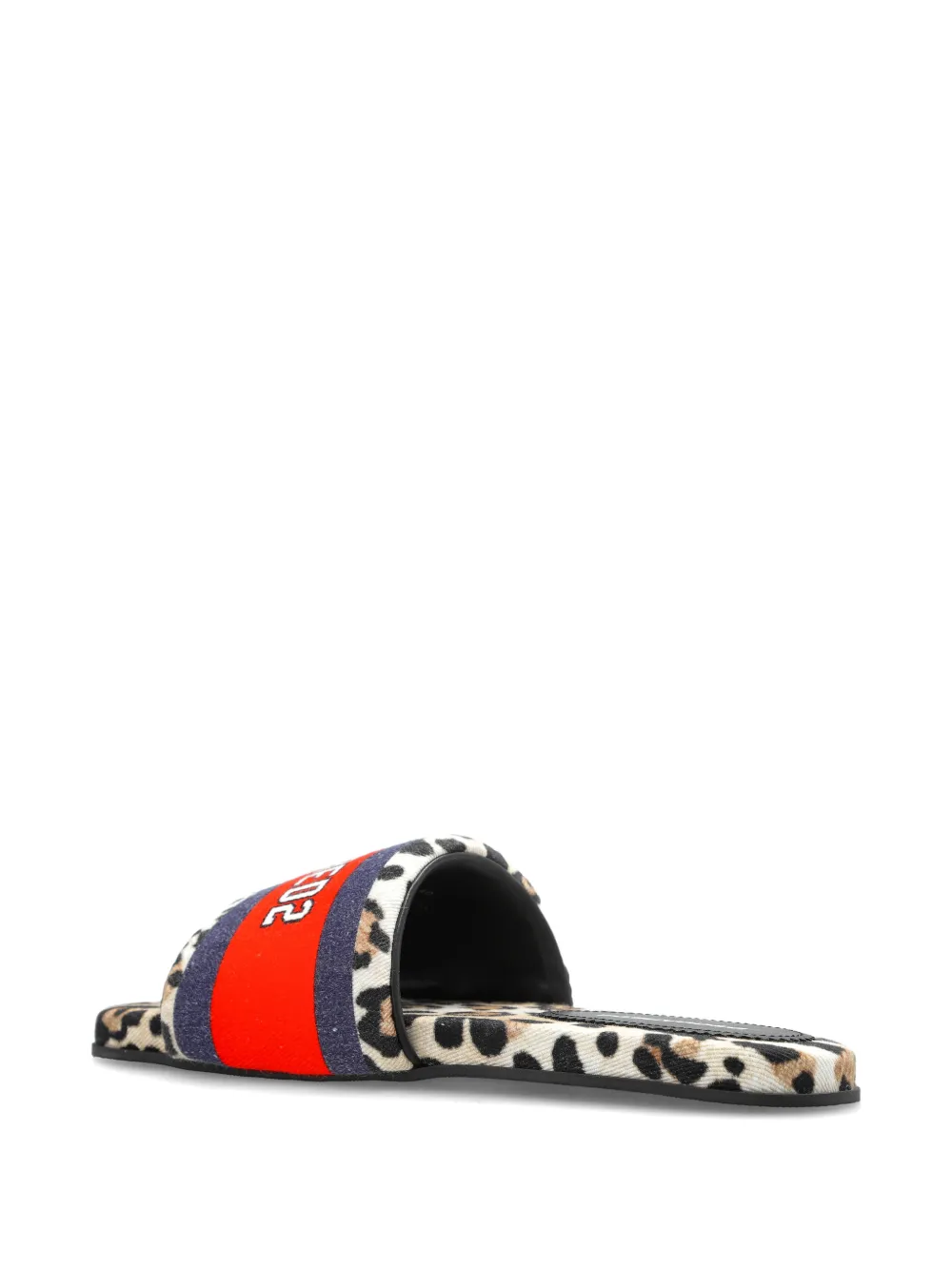 DSQUARED2 leopard-print logo-patch sandals Beige