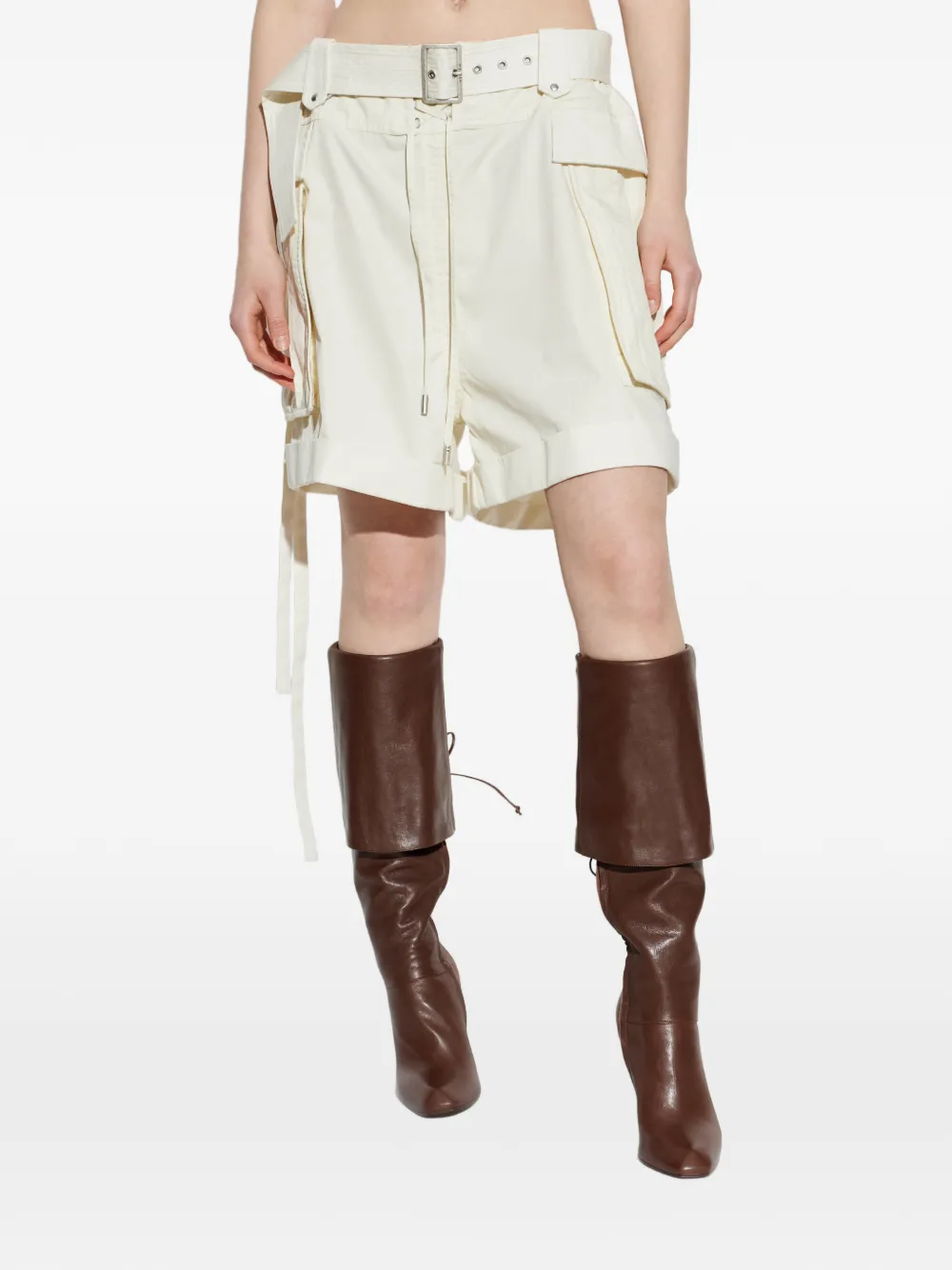 Alexander McQueen Cargo shorts met ceintuur Beige