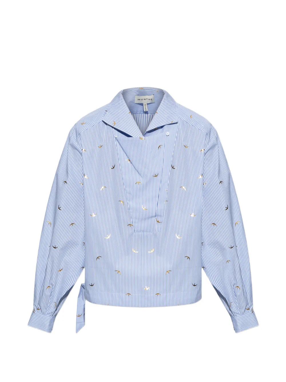 MUNTHE Beliciama striped-pattern bird-print blouse - Blu