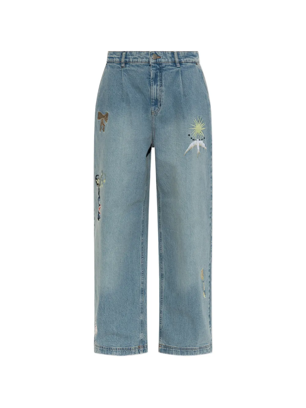 MUNTHE Brali embroidered wide-leg jeans - Blu