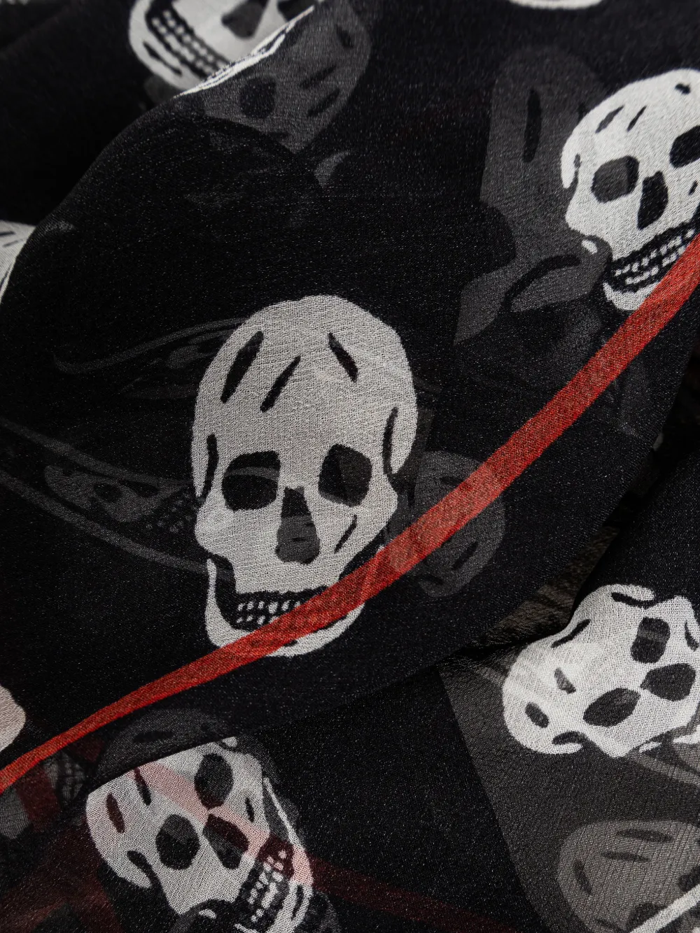 Alexander McQueen Asymmetrische sjaal met doodskopprint Zwart