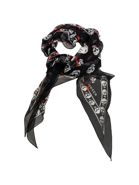 Alexander McQueen skull-print asymmetrical scarf