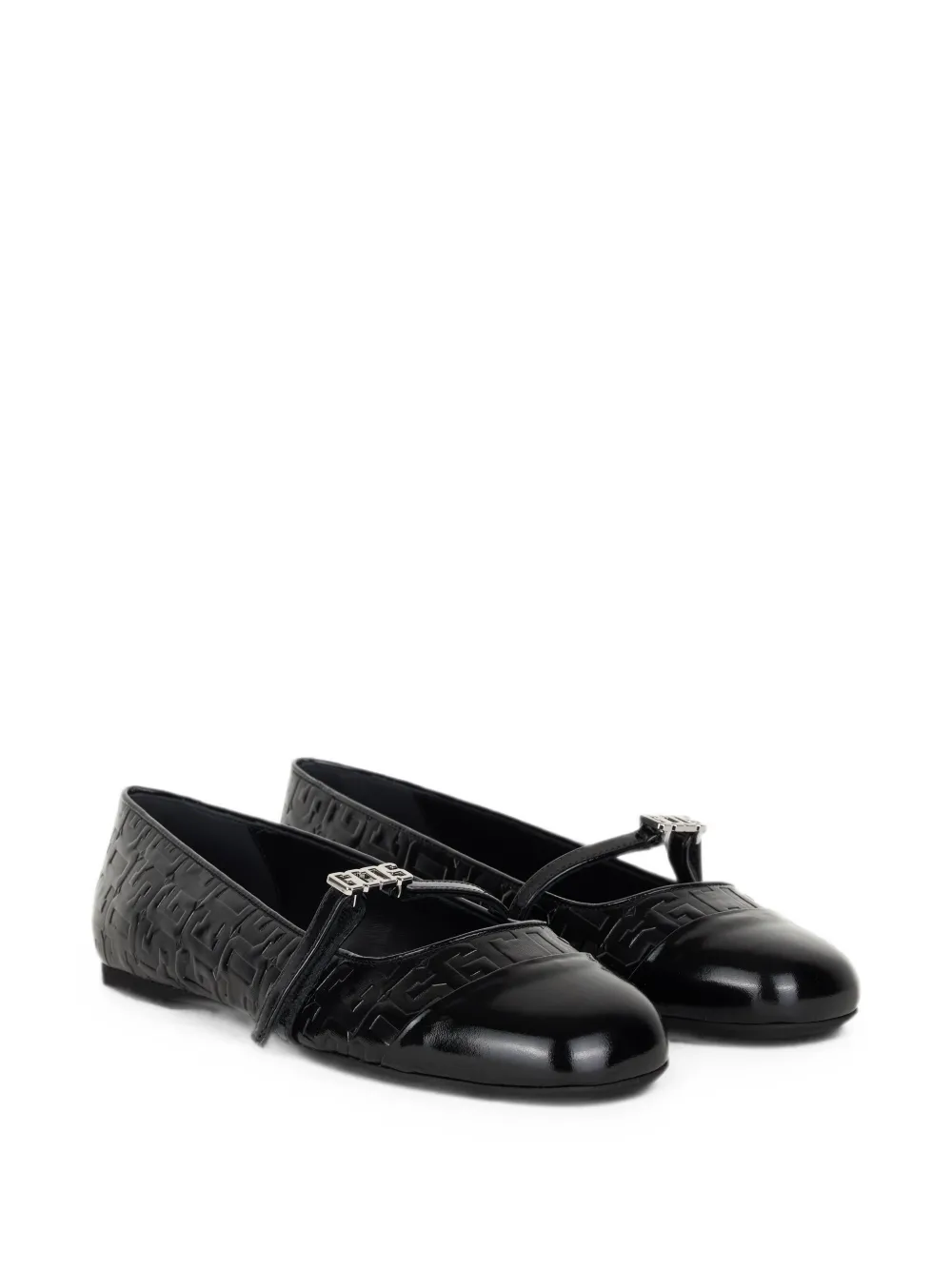 GCDS monogram-embossed logo-plaque ballet flats Zwart