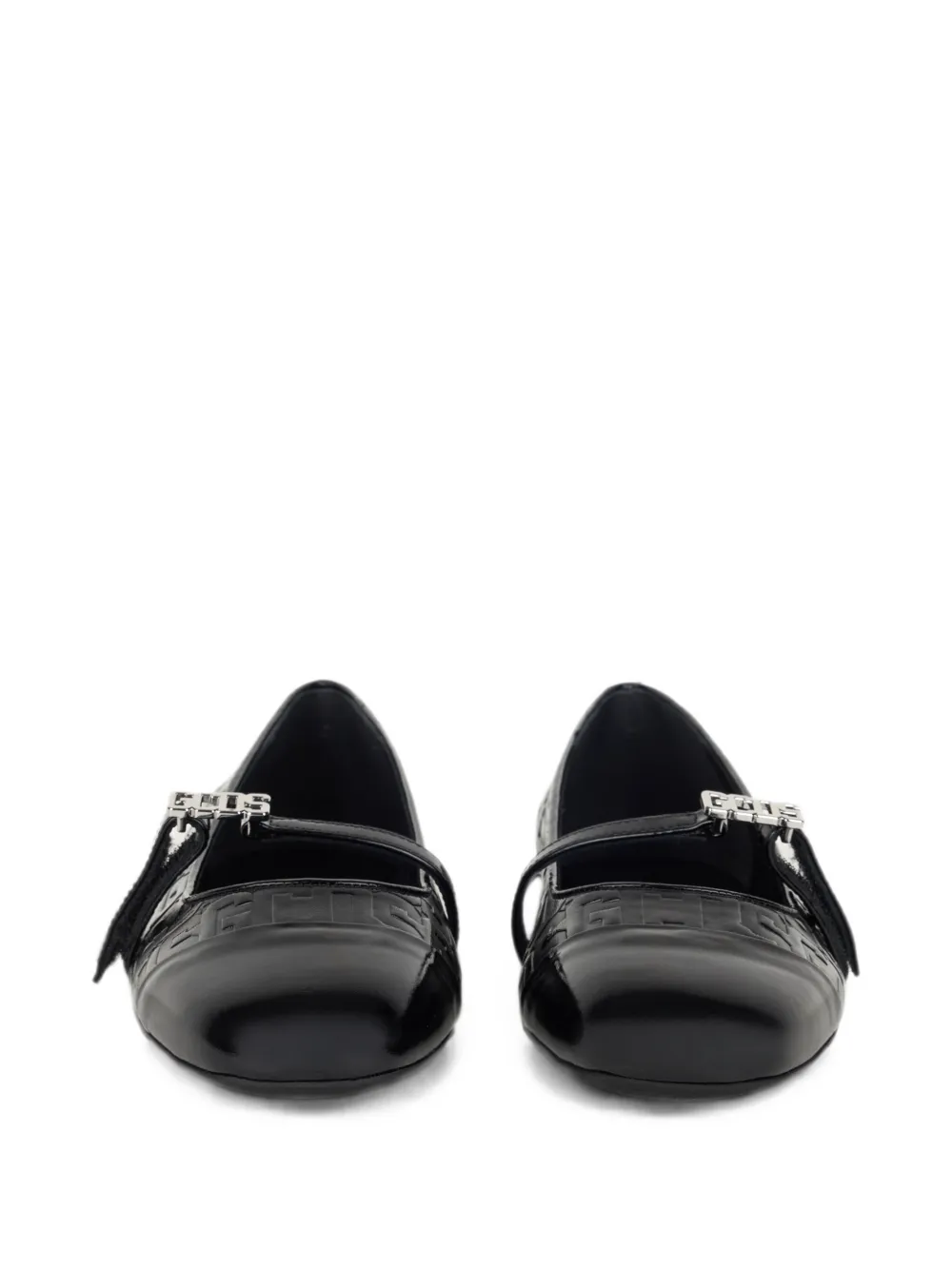 GCDS monogram-embossed logo-plaque ballet flats Zwart