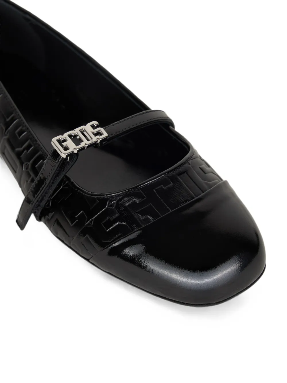 GCDS monogram-embossed logo-plaque ballet flats Zwart