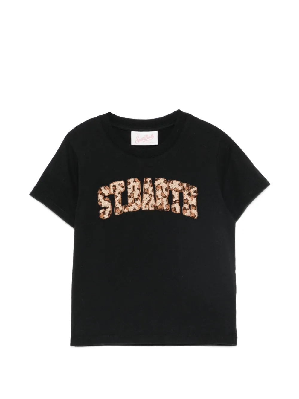 MC2 Saint Barth Kids leopard-print chenille-patch T-shirt - Nero