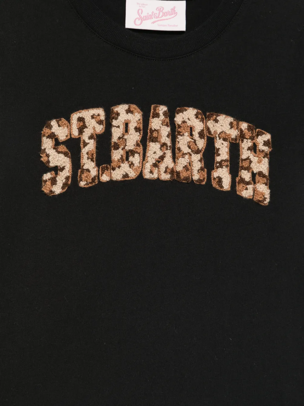 MC2 Saint Barth Kids T-shirt met luipaard-print en chenille-patch Zwart