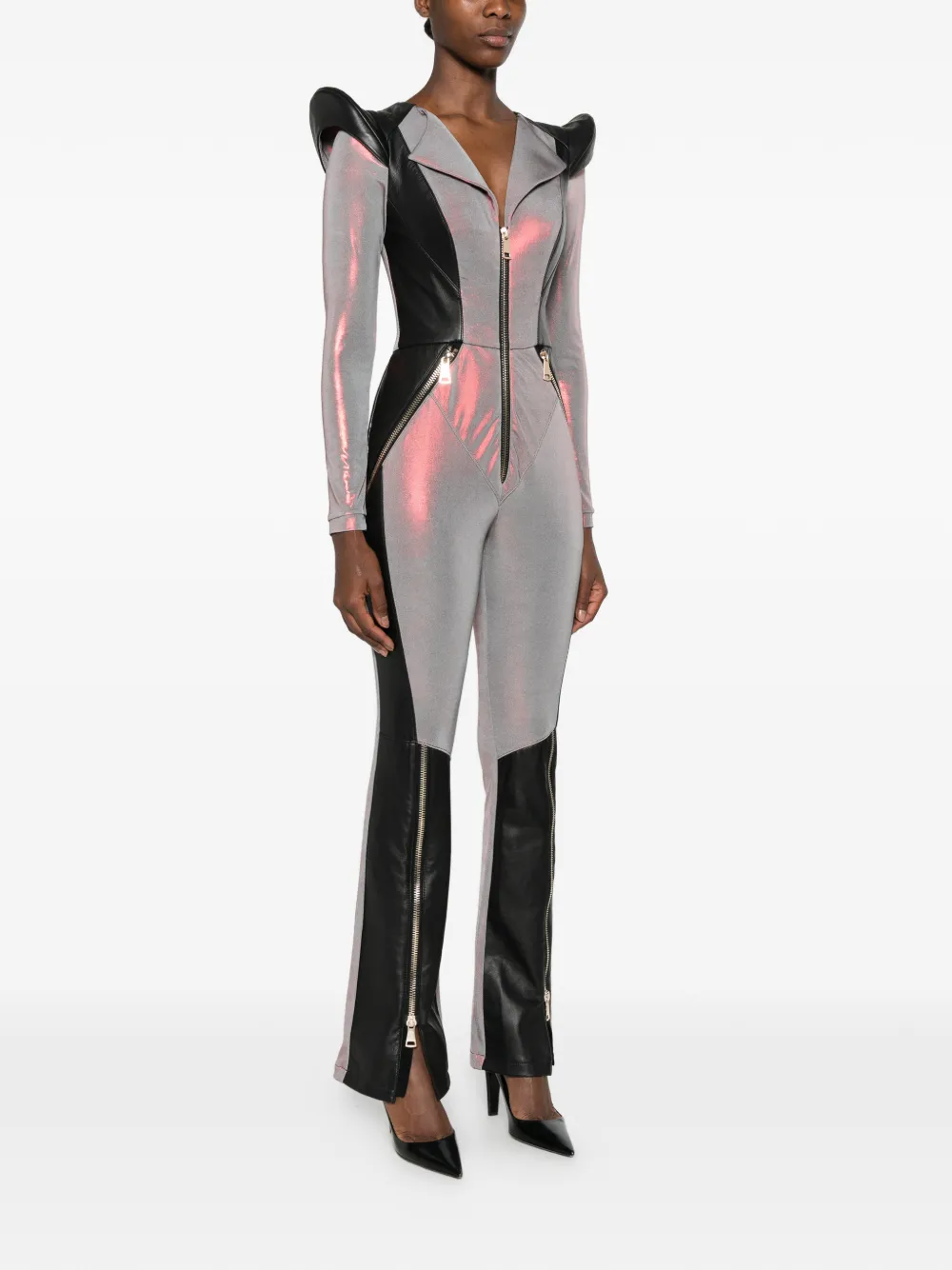 MITILIANE COUTURE Jumpsuit met leren vlakken Rood