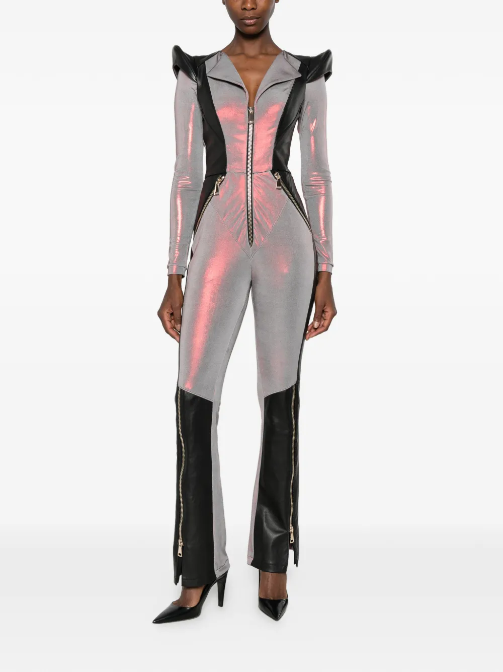 MITILIANE COUTURE Jumpsuit met leren vlakken Rood