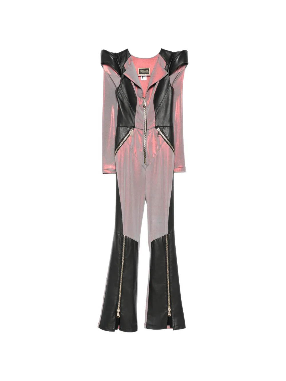 MITILIANE COUTURE leather-insert jumpsuit - Rosso