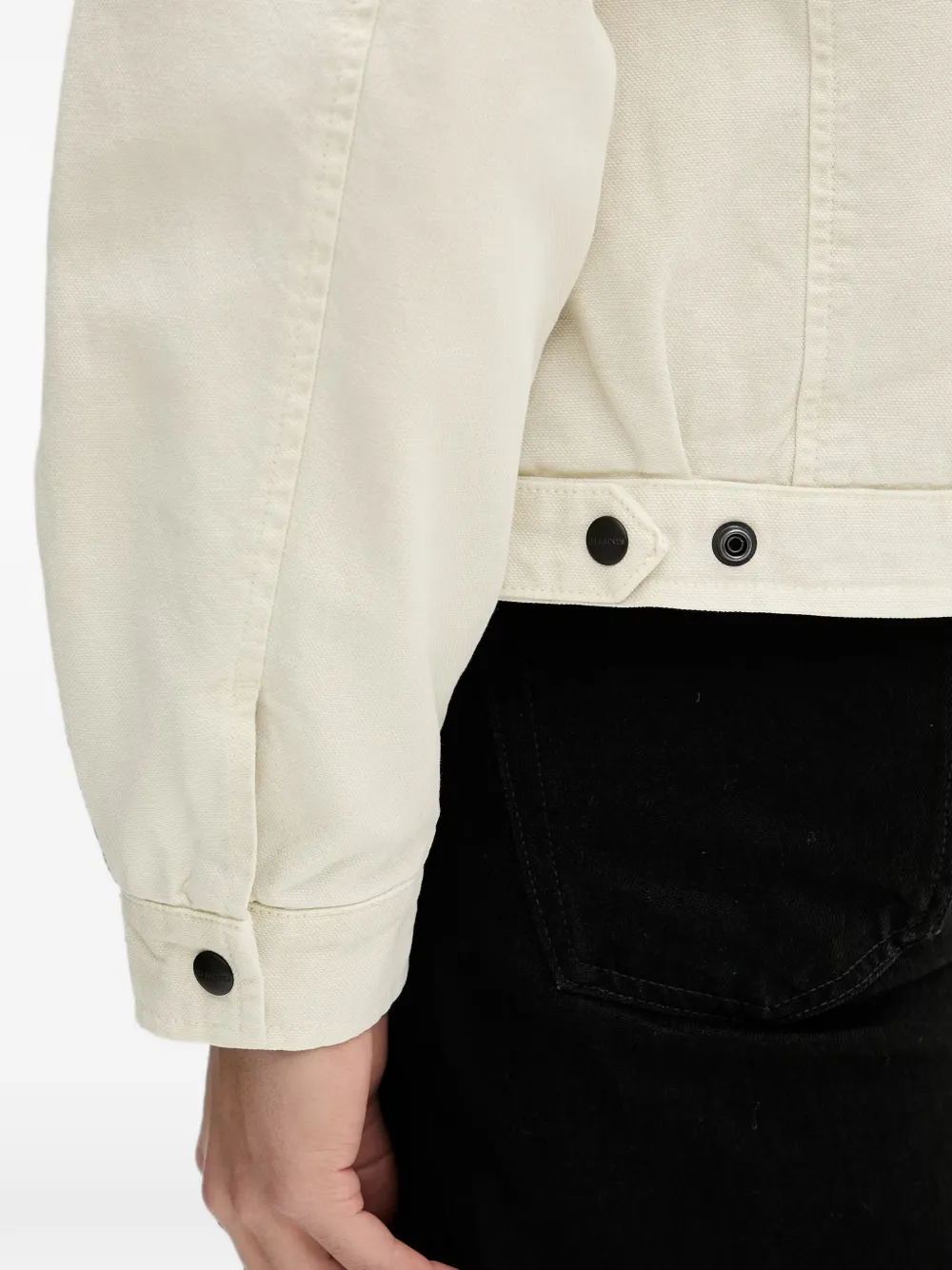 AllSaints Ruimvallend jack met ribfluwelen kraag en logo-patch Beige