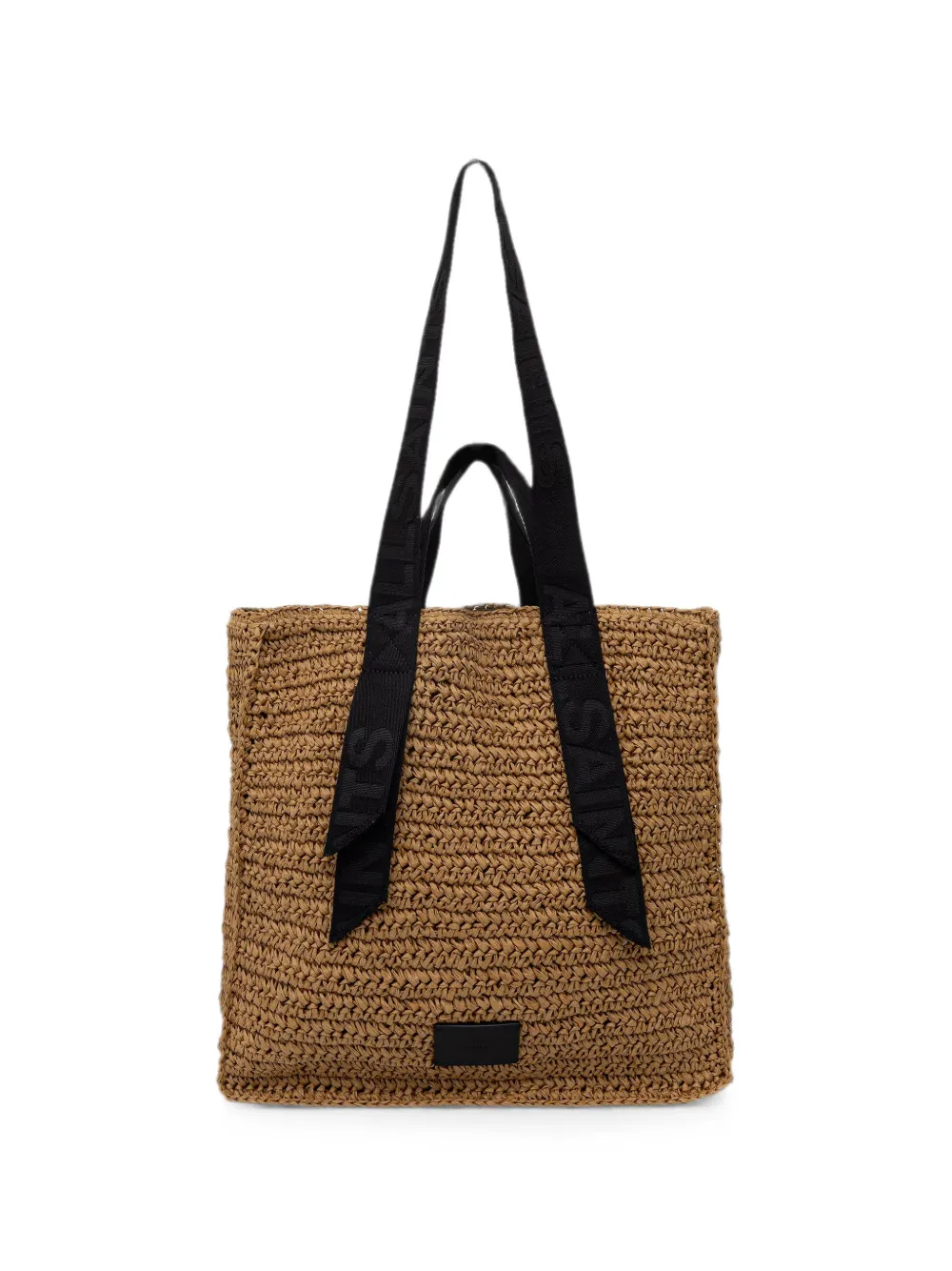 AllSaints woven straw logo-strap tote bag - Toni neutri