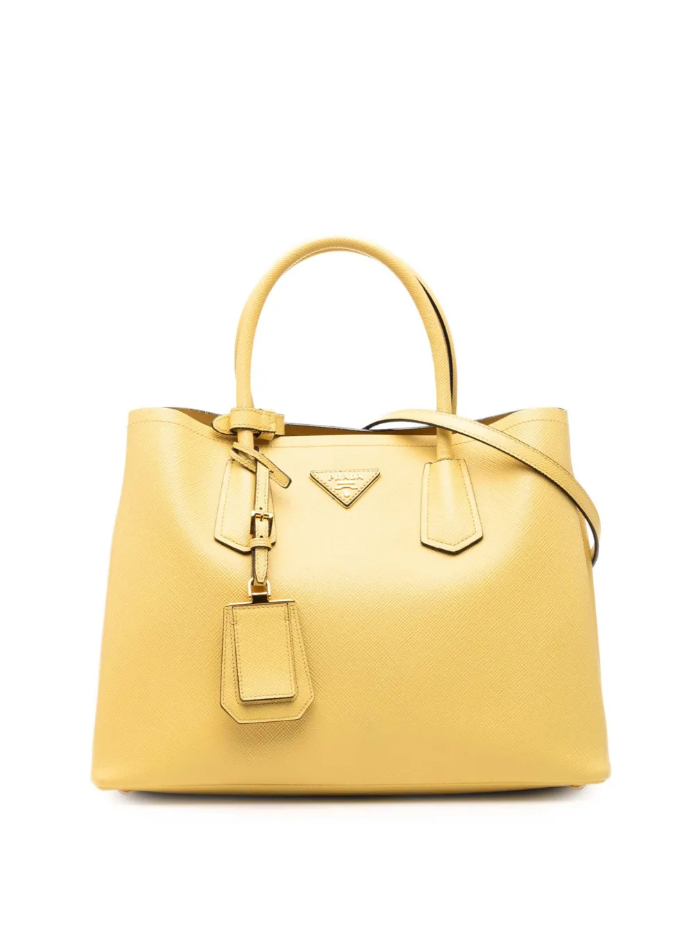 Prada Pre-Owned 2013-2026 Medium Saffiano Cuir Double satchel - Giallo