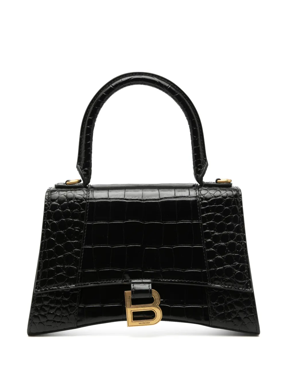 Balenciaga Pre-Owned 2003-2022 Small Croc Embossed Leather Hourglass Top Handle Bag satchel - Nero