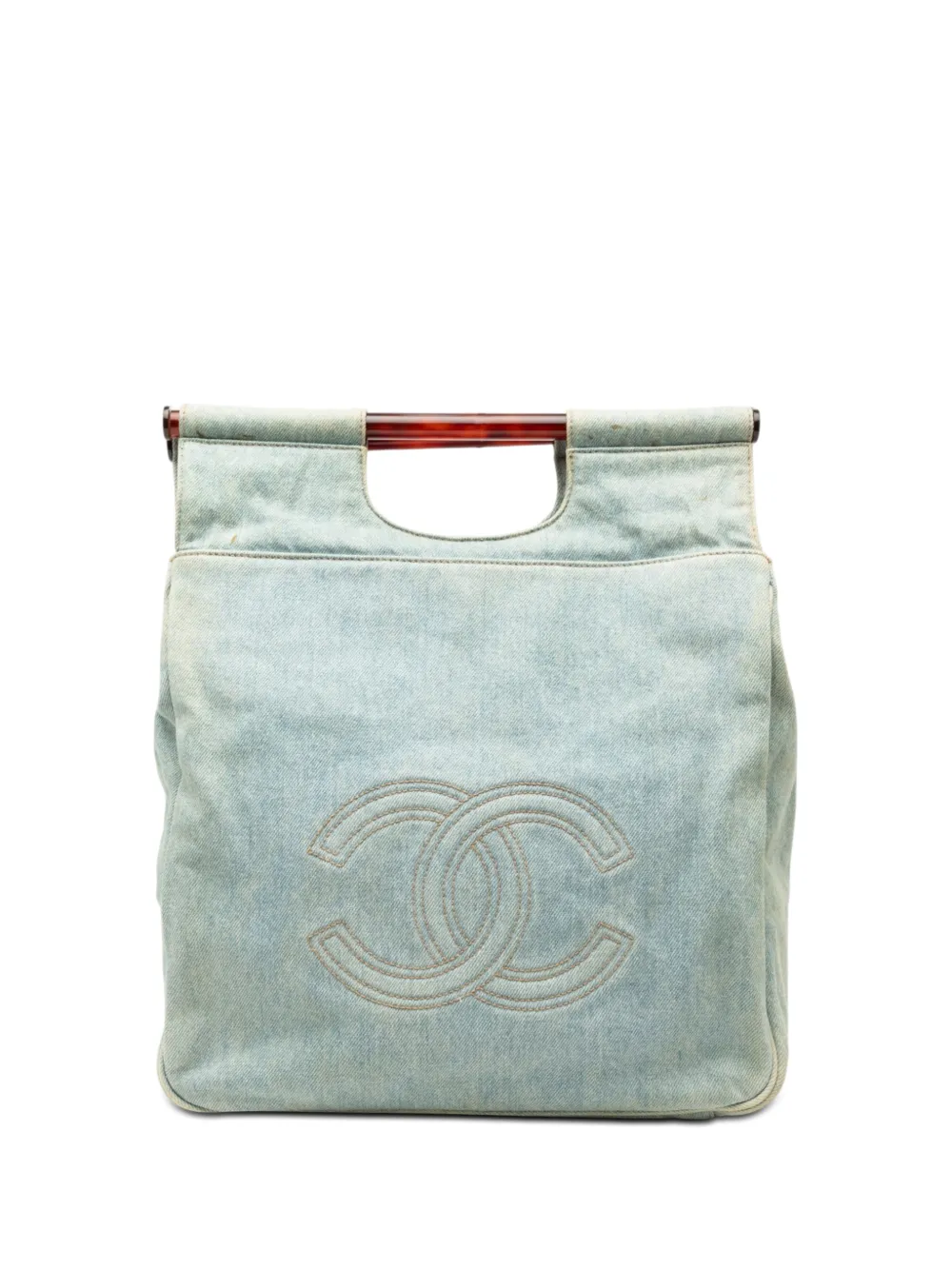 CHANEL Pre-Owned 1996-1997 CC Denim Tortoise Handle tote bag - Blue