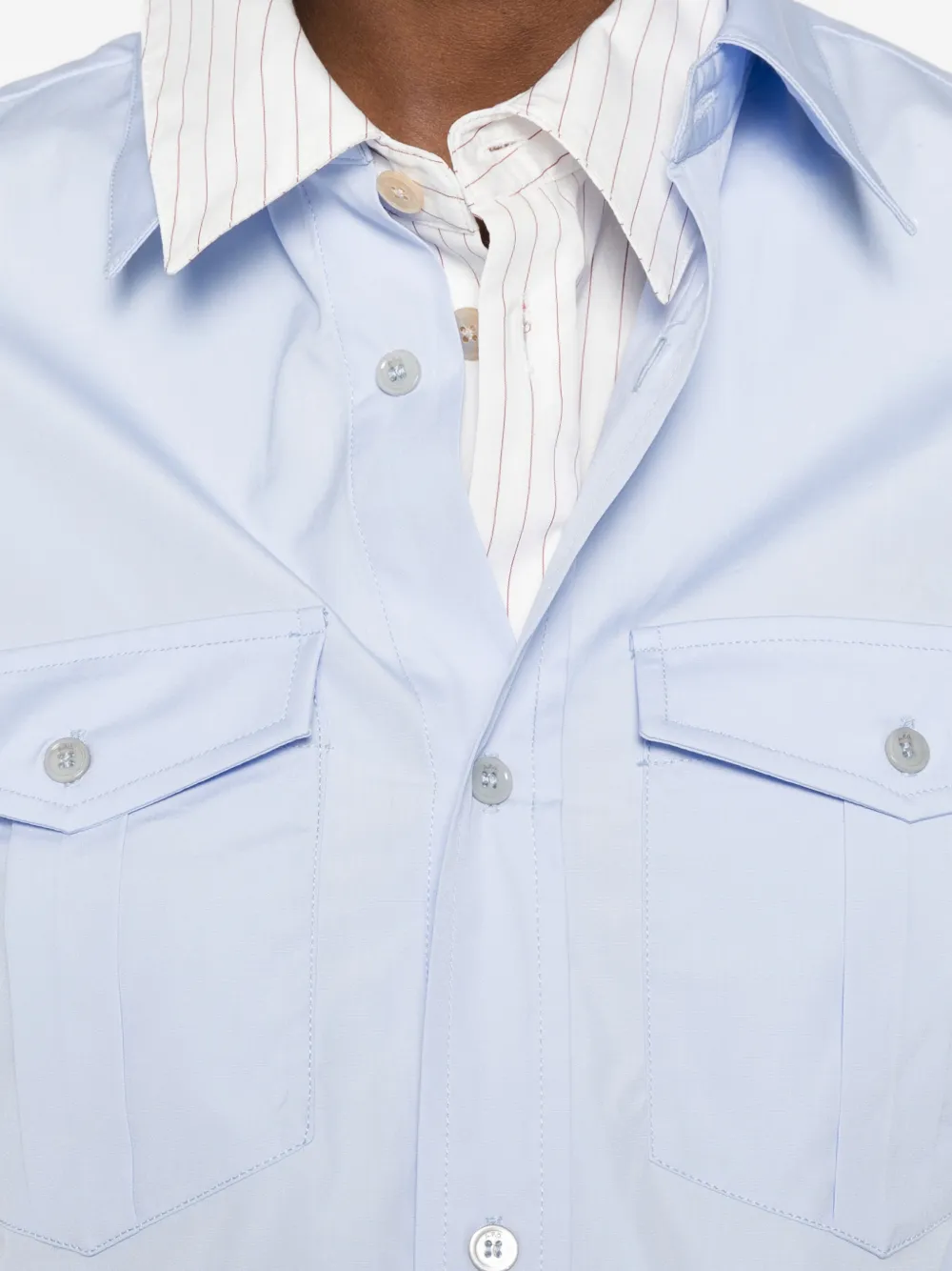 A.P.C. Overhemd met klepzak en korte mouwen Blauw