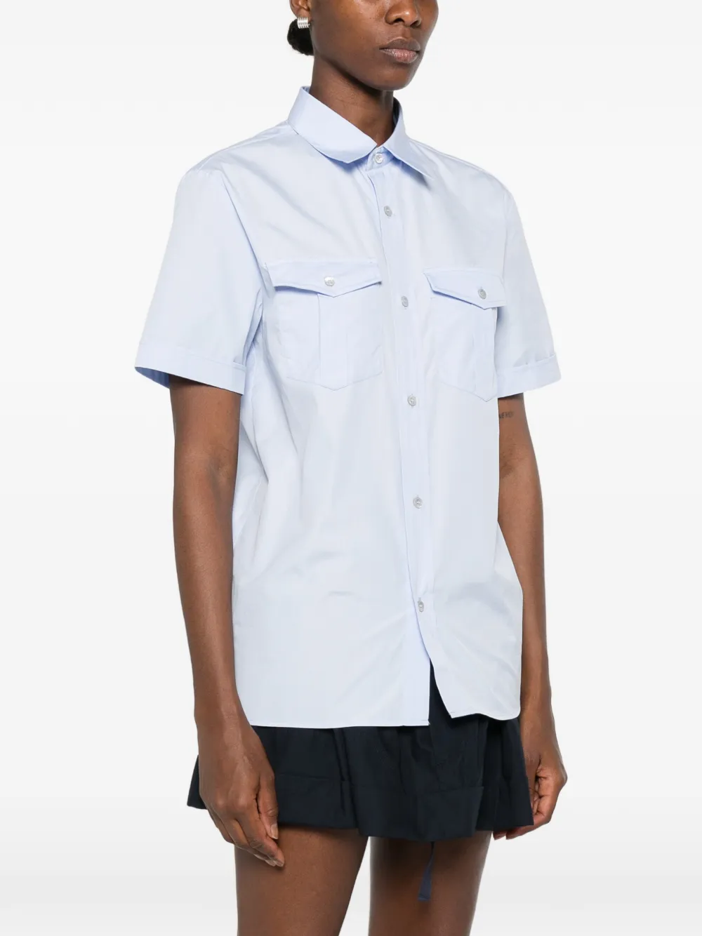 A.P.C. Overhemd met klepzak en korte mouwen Blauw