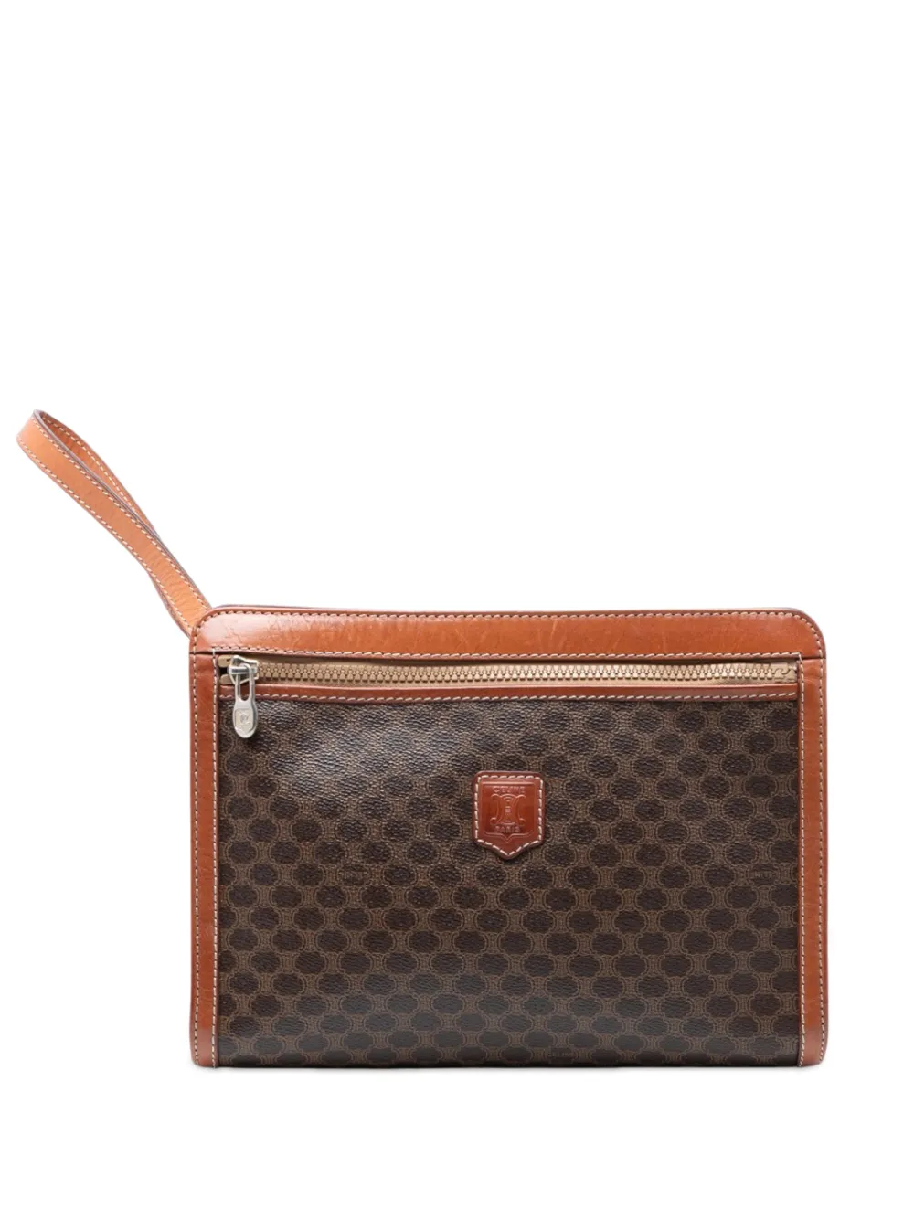 Celine Pre-Owned 2008 Macadam Coated Canvas clutch bag - Braun