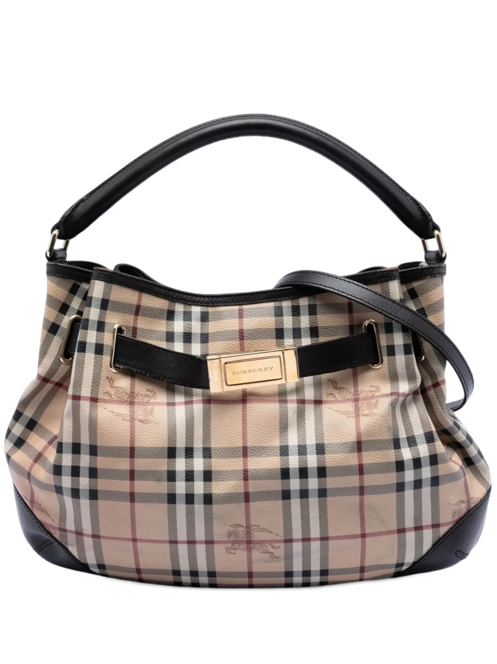 Burberry Pre-Owned 2000-2017 Medium Haymarket Check Coated Canvas Willenmore Hobo satchel - Toni neutri