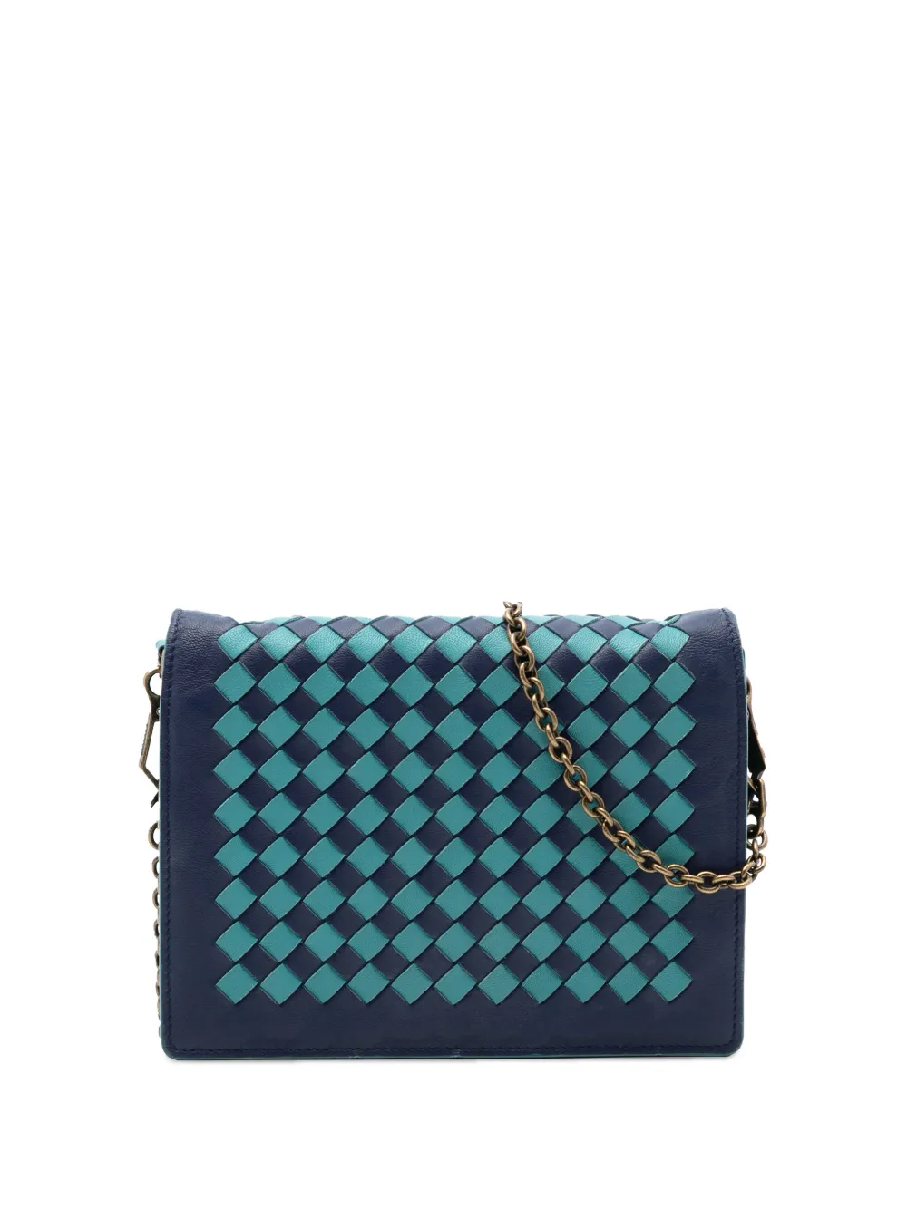 Bottega Veneta Pre-Owned 2012-2026 Nappa Intrecciato Wallet on Chain crossbody bag - Blu