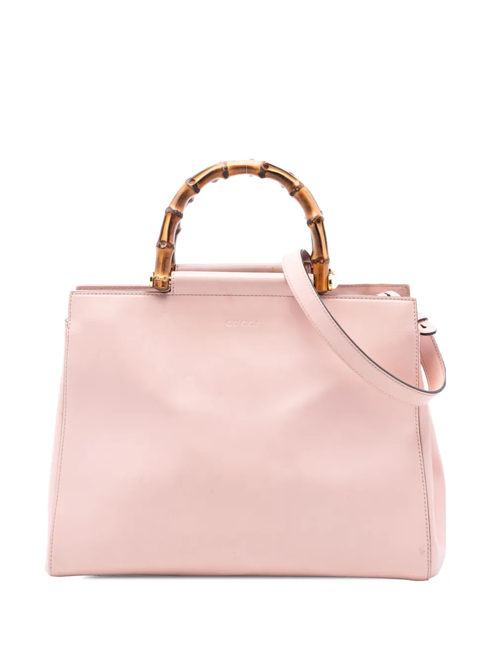Gucci Pre-Owned 2016-2026 Medium Leather Bamboo Nymphaea satchel - Rosa