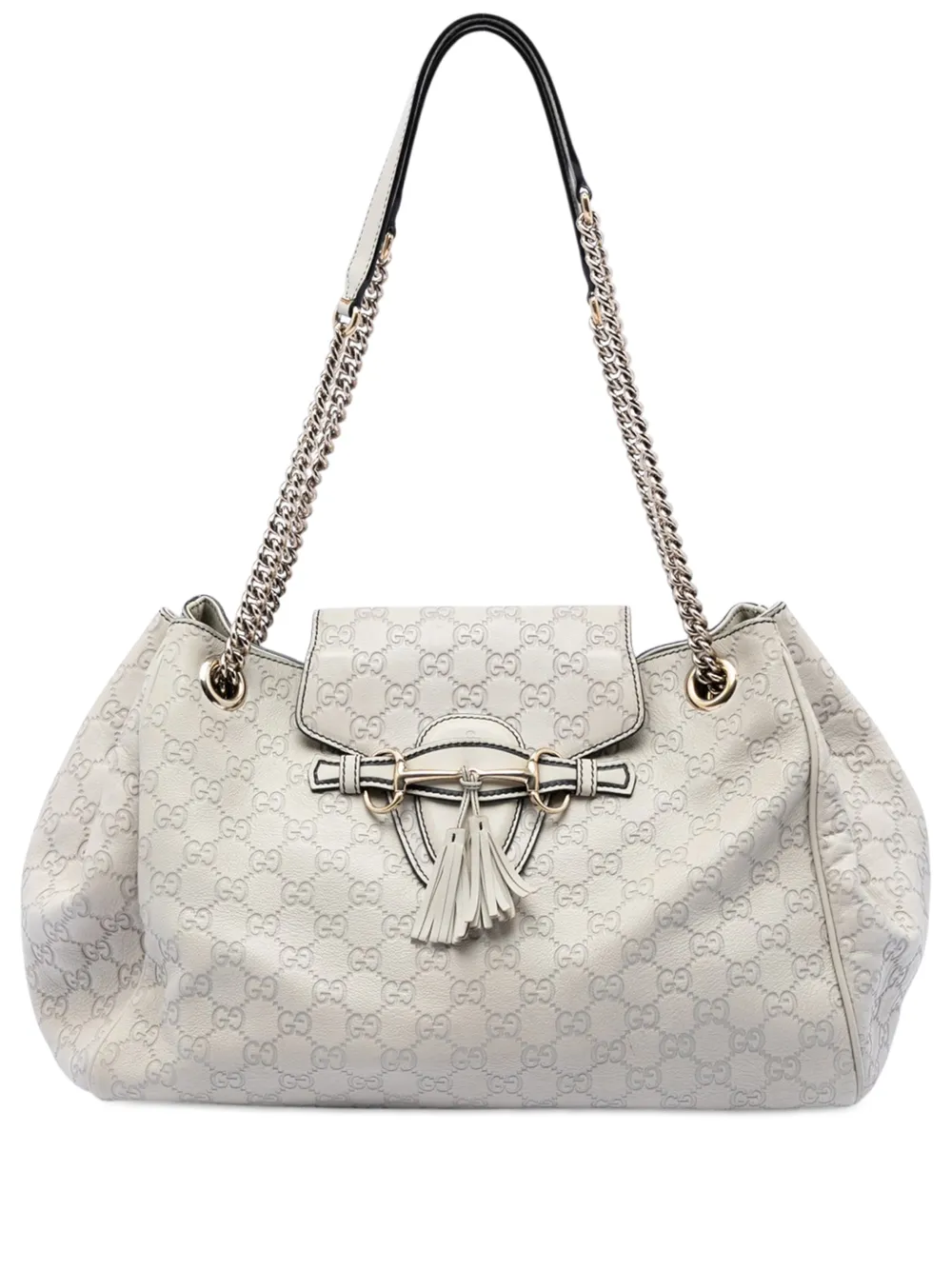 Gucci Pre-Owned 2016-2026 Large Guccissima Emily Chain shoulder bag - Bianco