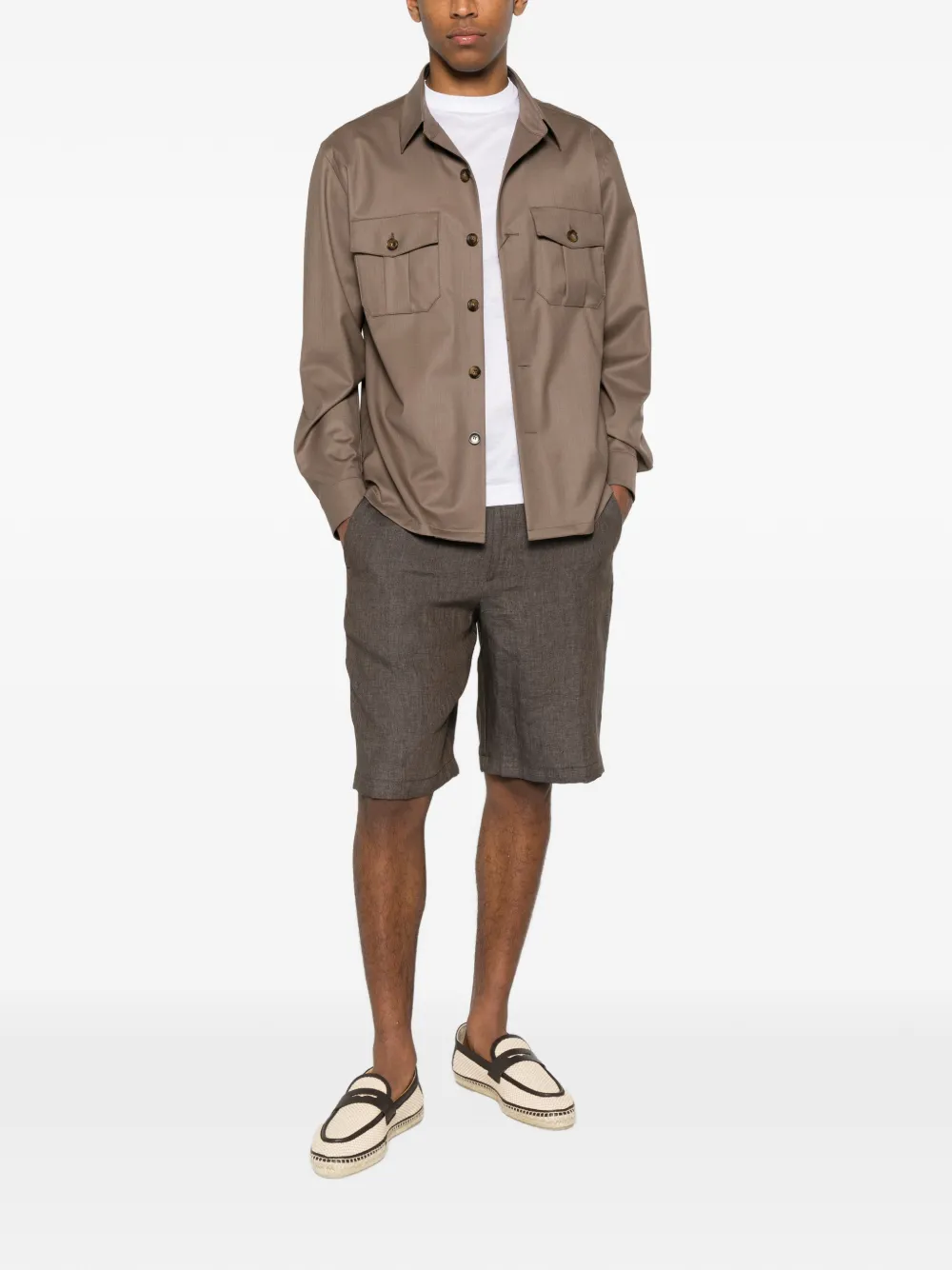 Canali Shirtjack met borstzakken en knopen Bruin