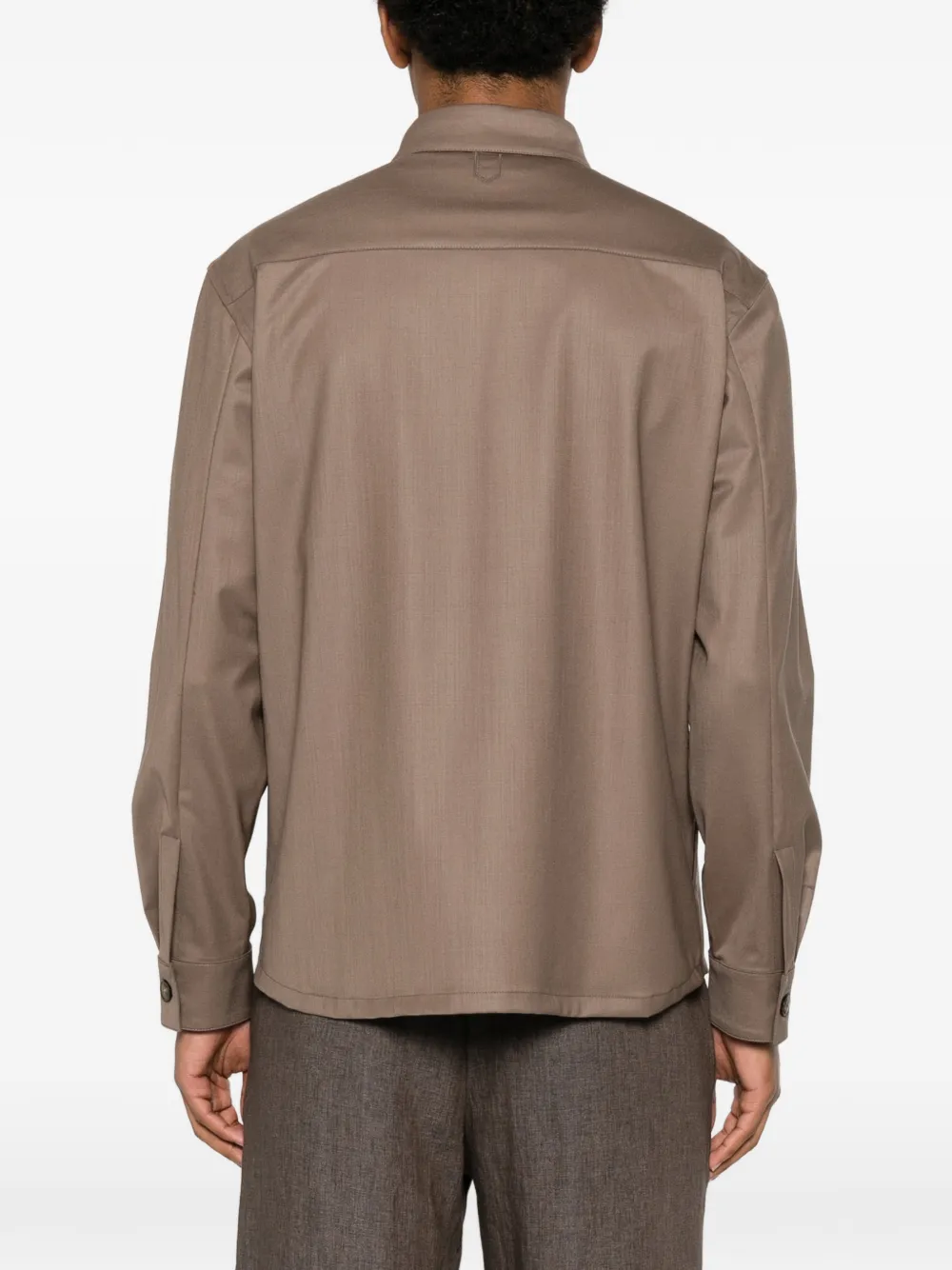 Canali Shirtjack met borstzakken en knopen Bruin