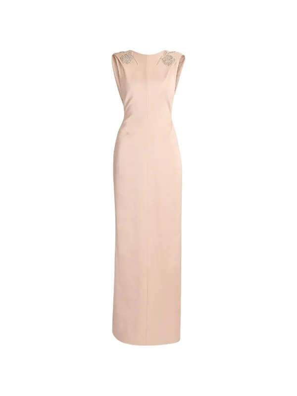 Erdem Embroidered Draped Gown Maxi Dress in Neutrals