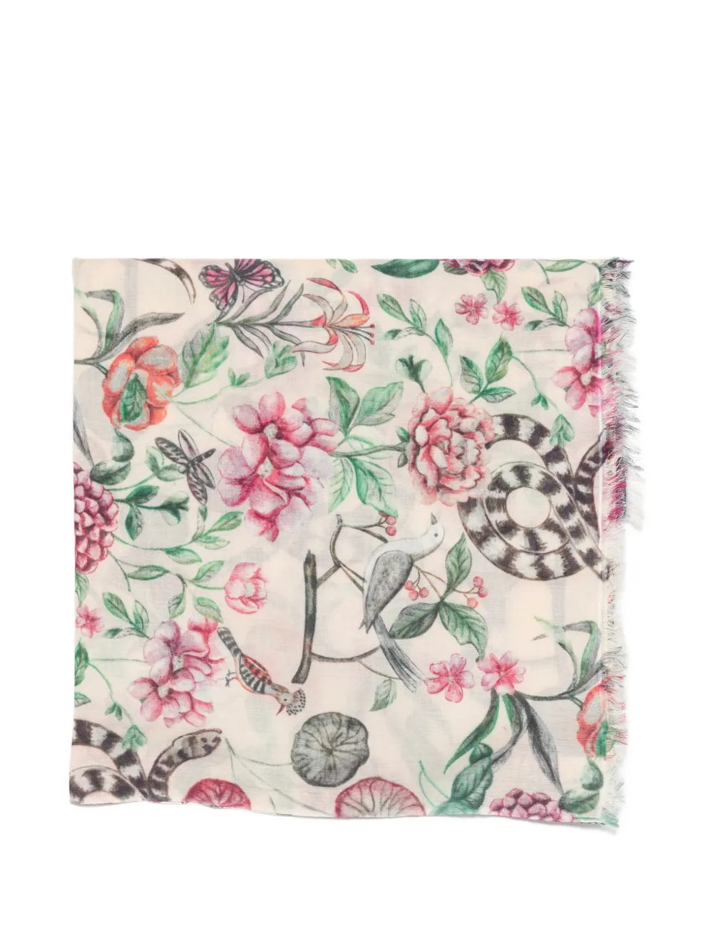 MOULETA floral-print frayed scarf - Toni neutri