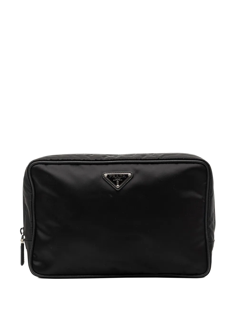 Prada Pre-Owned 2013-2026 Saffiano Trimmed Tessuto clutch bag - Black