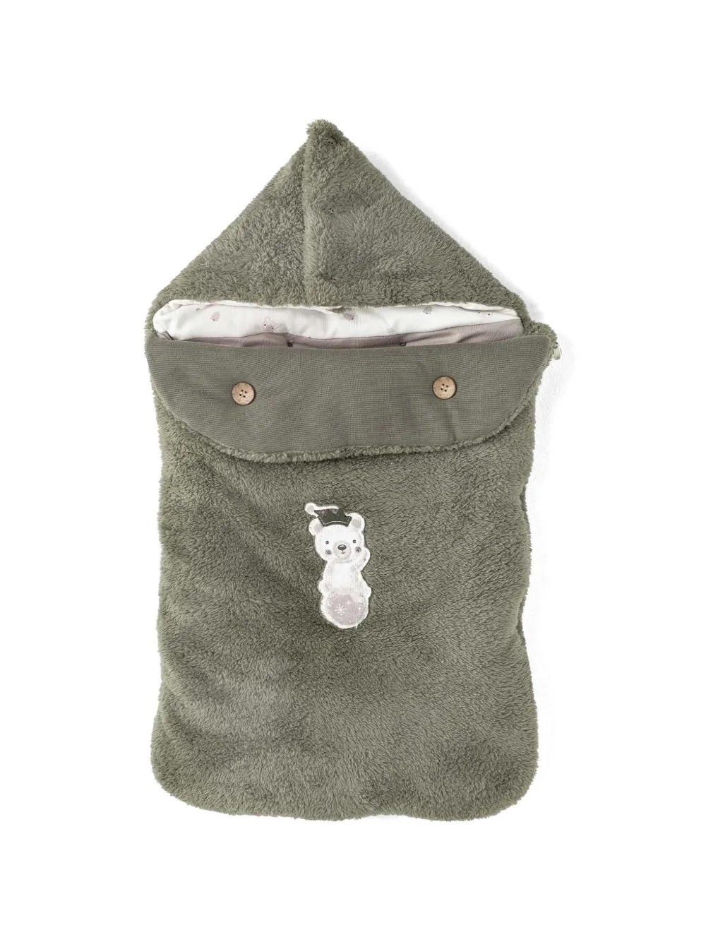 Andywawa Starry Bear-embroidered hooded sleeping bag - Verde