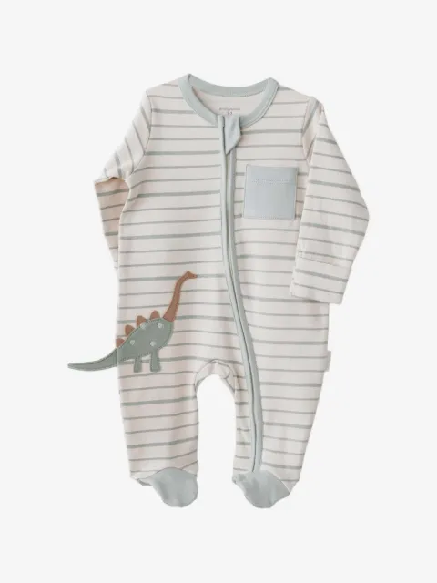 Andywawa striped dinosaur-patch pajama