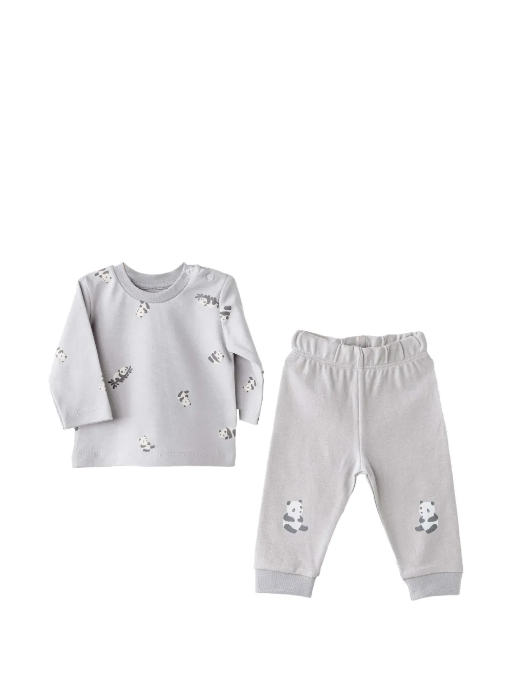 Andywawa Keep Smiling panda-print trousers set - Grey
