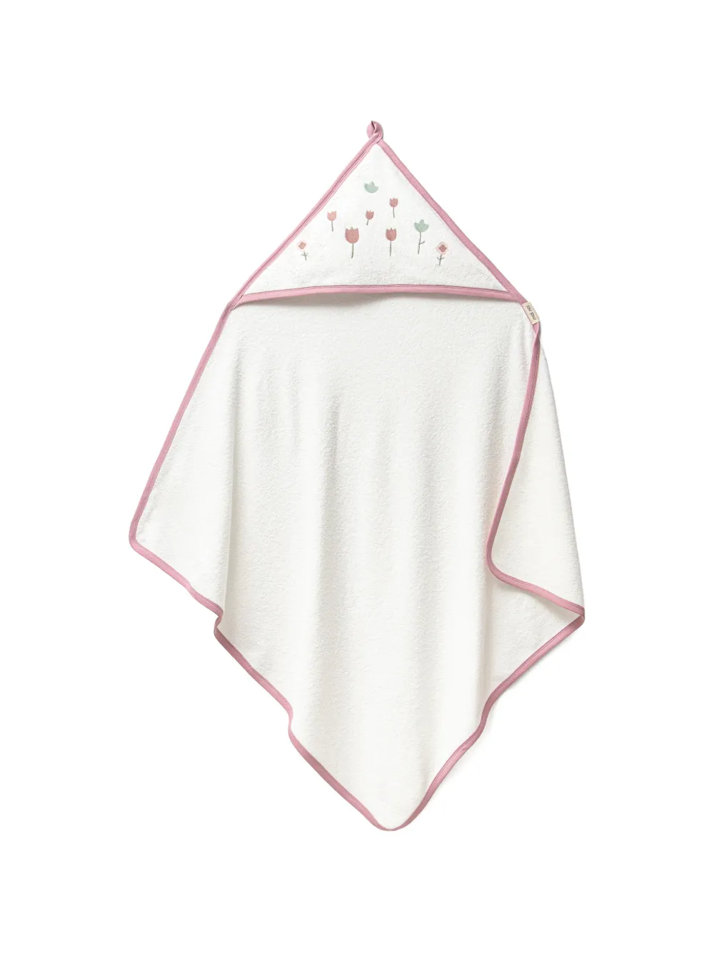moi noi flower-embroidered hooded towel - Weiß