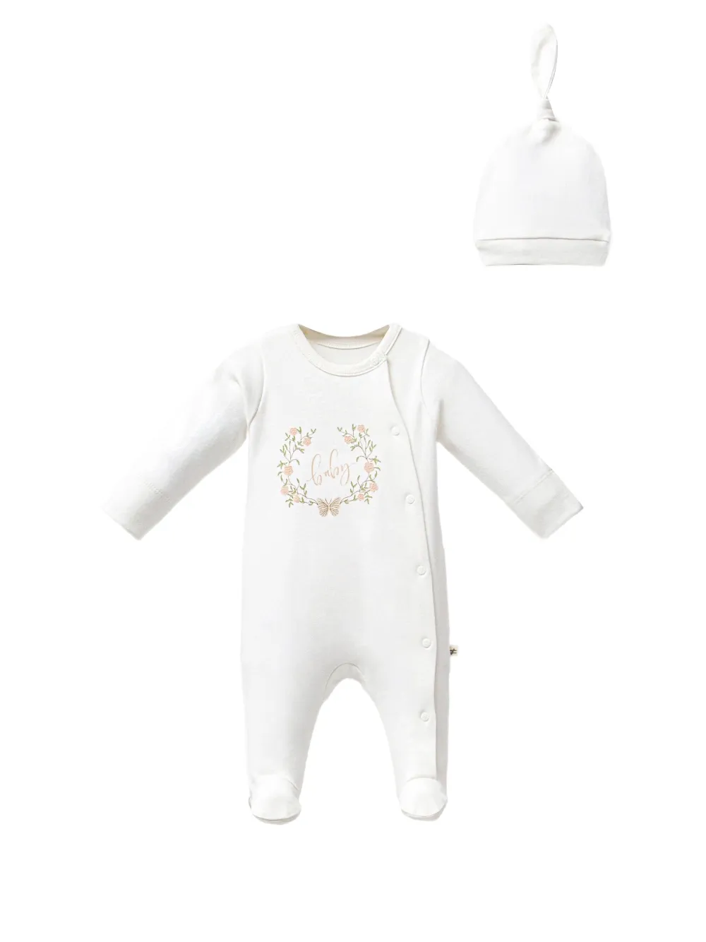 moi noi flower-garland babygrow set - Nude