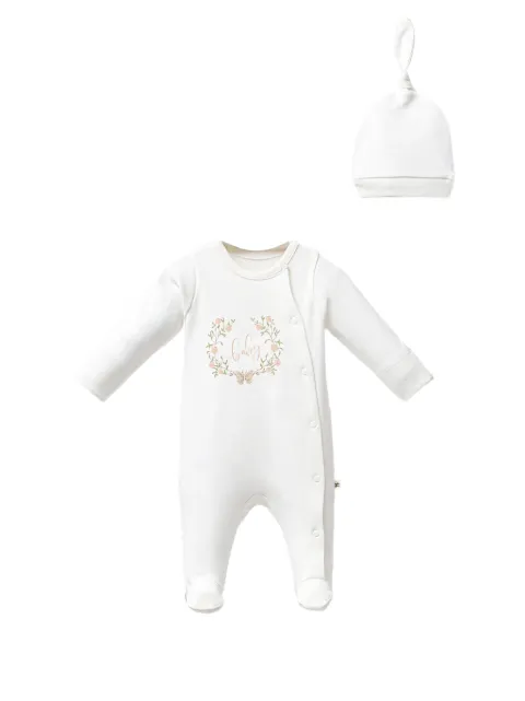 moi noi flower-garland babygrow set