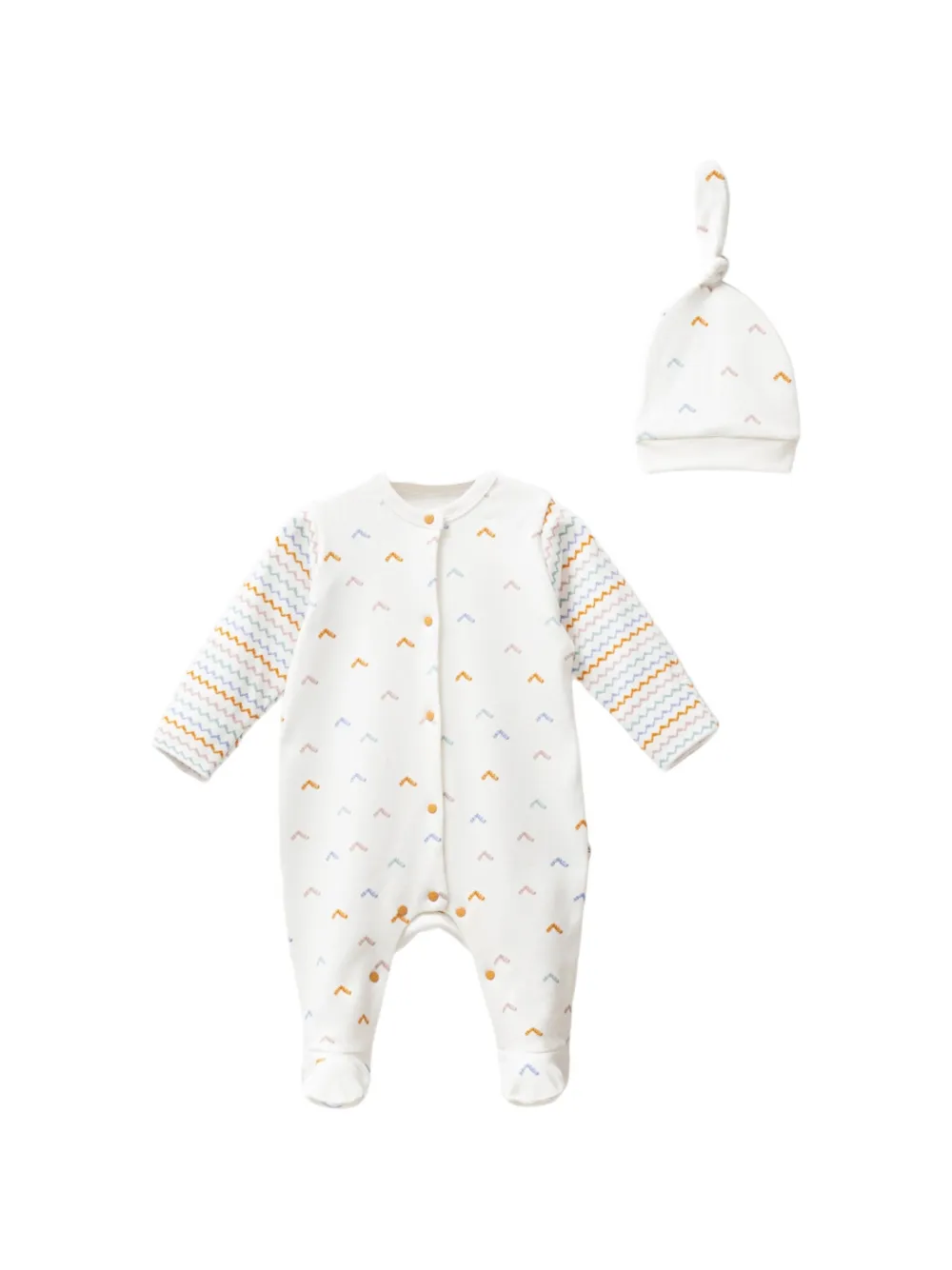 moi noi zigzag-print babygrow set - Weiß