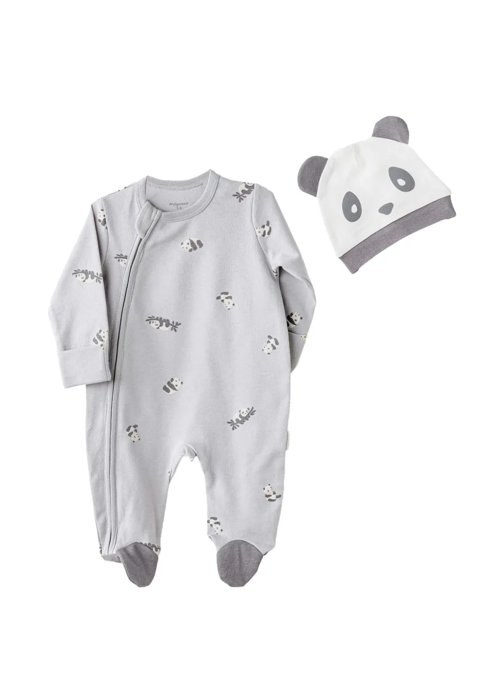 Andywawa panda-print babygrow (hat set) - Grau