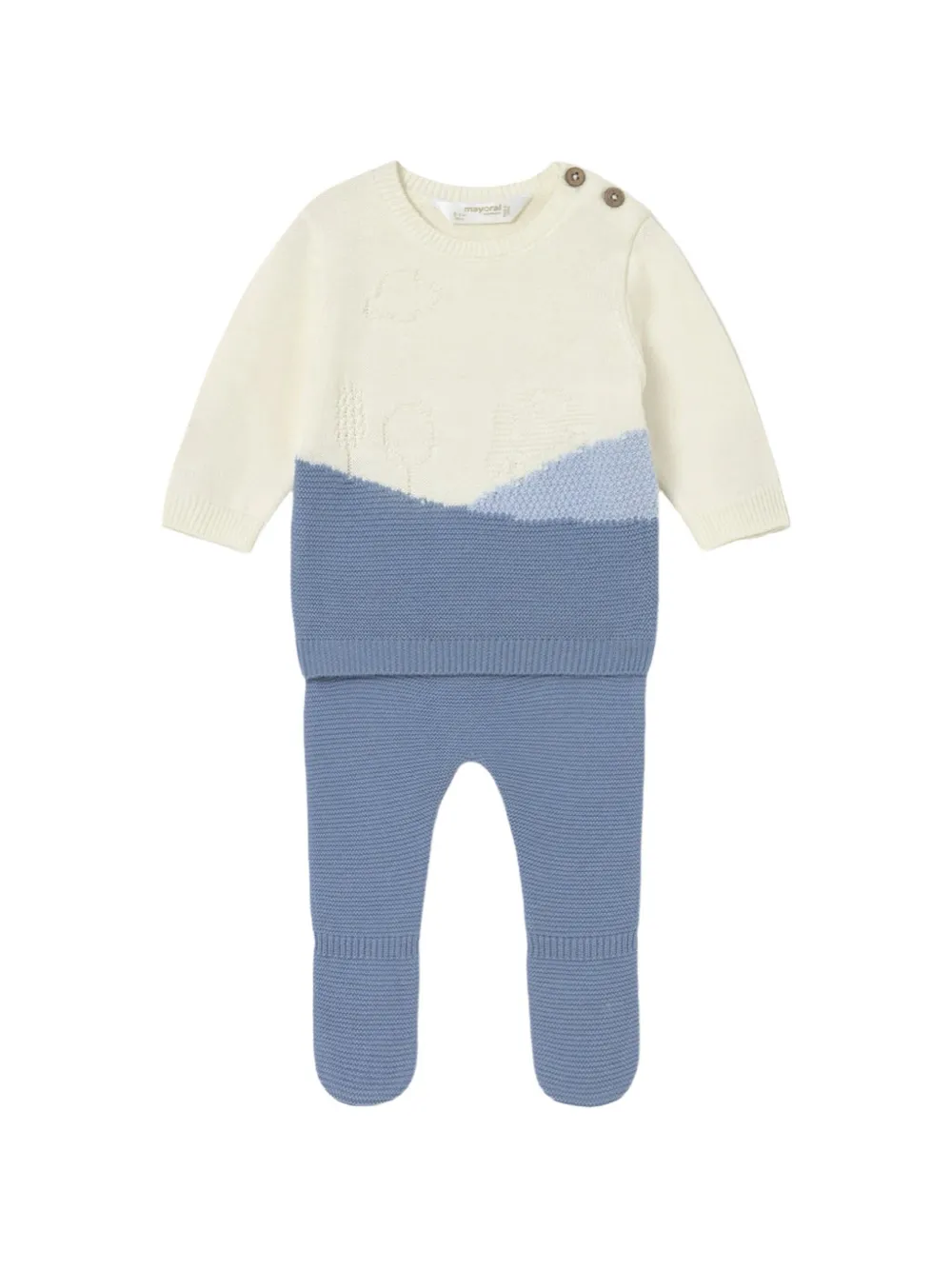 Mayoral knitted sweater and footed-trouser set (set of two) - Blu